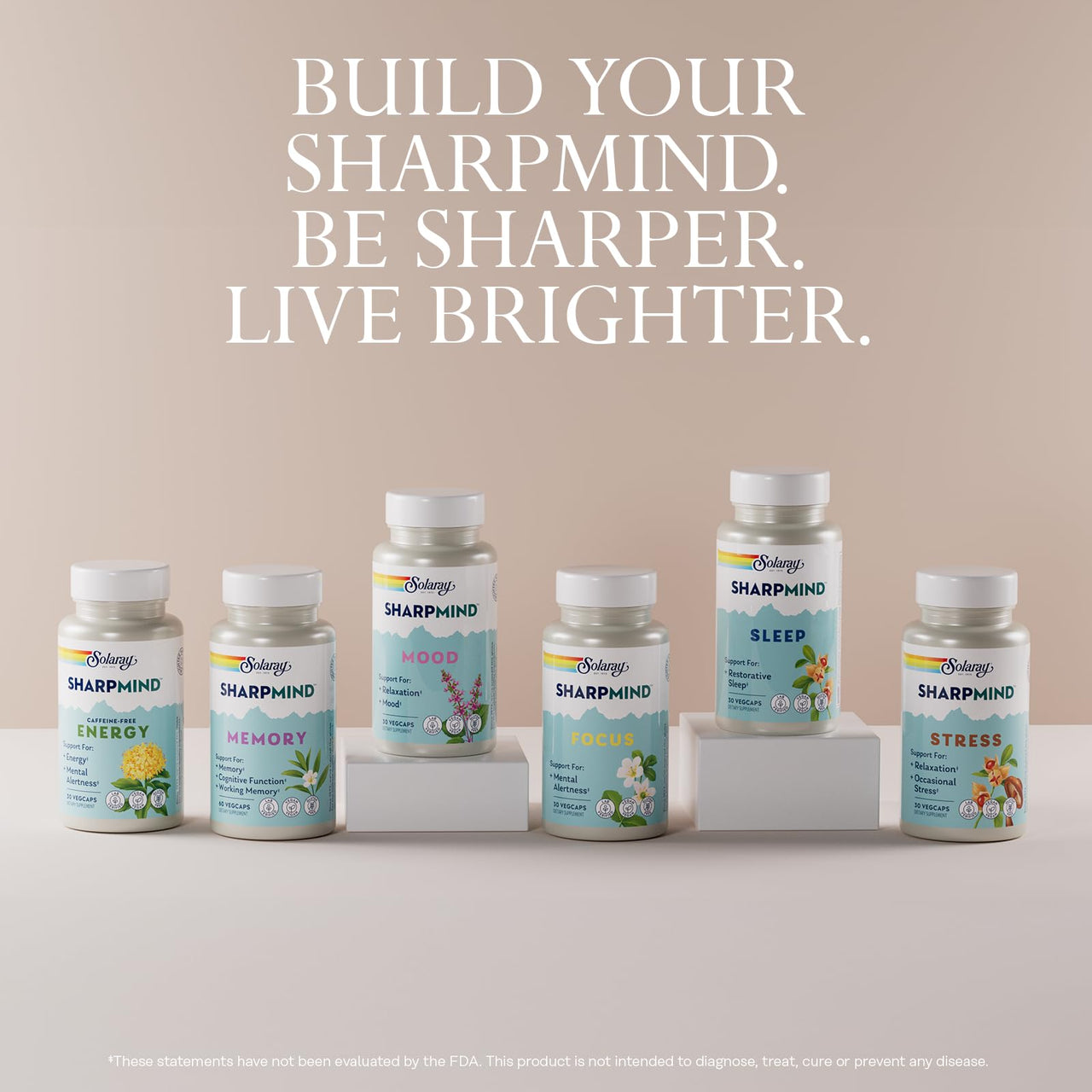 SOLARAY SharpMind Memory Formula - Brain Supplements for Memory and Focus - Cognivia, Gotu Kola & Chaga Mushroom Supplement - Ginkgo Biloba Alternative - 60-Day Guarantee - 30 Servings, 60 VegCaps
