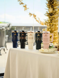 Thumbnail for Stanley Quencher H2.0 Tumbler with Handle and Straw 40 oz | Flowstate 3-Position Lid | Cup Holder Compatible for Travel | Insulated Stainless Steel Cup | BPA-Free | Blush Gloss Deco