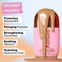 Thumbnail for Kosas DreamBeam Water Resistant Sunscreen SPF 40 - Smooth Liquid Sun Protection for Face Lightweight Makeup Base w/Hyaluronic Acid, Ceramides & Peptides - Golden Glow, Sunlit, 40 ml