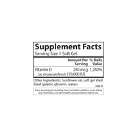 Thumbnail for Carlson Vitamin D3 10,000 IU (250 mcg), Cholecalciferol, Bone & Immune Health, 360 Soft Gels
