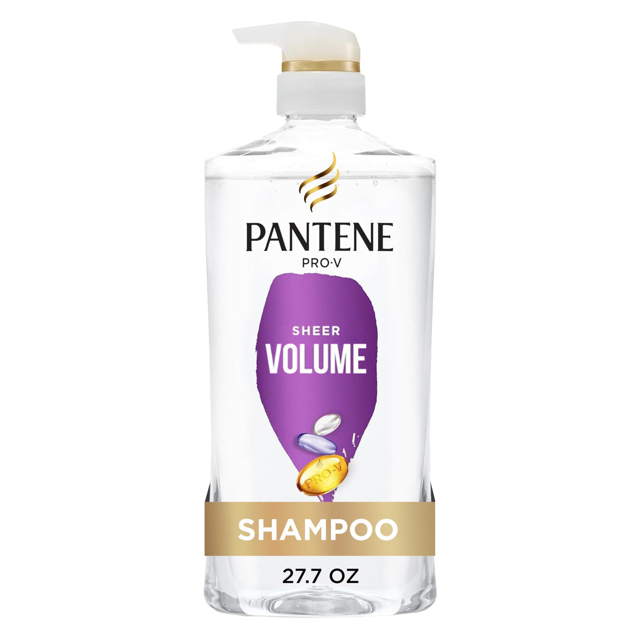 Image 1 of Pantene Shampoo, Sheer Volume - 72-Hour Fullness, Lightweight Nourishment with Pro-Vitamin B5 + Antioxidants, Fine, Thin, Color-Treated Hair, Paraben Free, Remove Build Up for Body & Shine, 27.7 Fl Oz