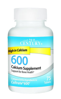 Thumbnail for 21st Century 600 mg Calcium Supplement, 75 Count (2 Pack)