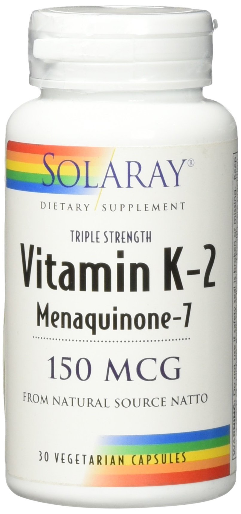Solaray Triple Strength Vitamin K-2 as MK-7 150 mcg - Vitamin K2 MK7 Supplement for Bone Health Support, Pure Vit K2 as Menaquinone for Women and Men - 30 Vegan Capsules
