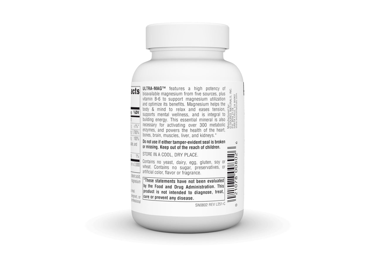 Source Naturals Ultra-Mag, 5 in 1 -Bioavailable Magnesium, Maintains Muscle & Nerve Function* - 60 Vegan Tablets