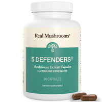 Thumbnail for Real Mushrooms 5 Defenders - Adaptogenic Mushrooms Complex with Chaga, Reishi, Turkey Tail, Maitake & Shiitake for Wellness Support - Mushroom Beta Glucan Capsules - 90 Count