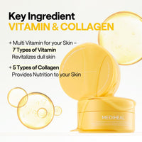 Thumbnail for Mediheal Vita Collagen Under Eye Patches for - Korean Hydrogel Eye Pads (60 patches) with 7 Vitamin & 5 Micro Collagen. Moisturizng & Non Irritating Eye Gel Mask. Sealing Cap Included.