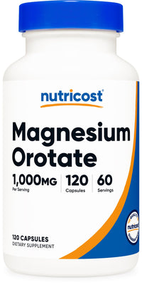 Thumbnail for Nutricost Magnesium Orotate Capsules 1000mg, 120 Caps - 60 Servings, 500mg Per Capsule, Non-GMO, Gluten Free