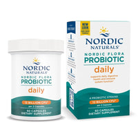 Thumbnail for Nordic Naturals Nordic Flora Probiotic Daily - 60 Capsules - 4 Probiotic Strains with 12 Billion Cultures - Optimal Wellness, Immune Support, Digestive Health - Non-GMO, Vegan - 30 Servings