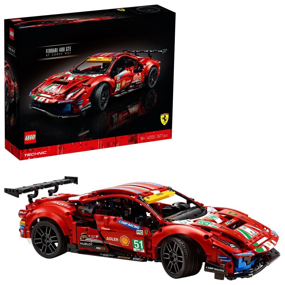 Lego 42125 Technic Ferrari 488 GTE “AF Corse #51” Super Sports Car Exclusive Collectible Model, Collectors Set for Adults