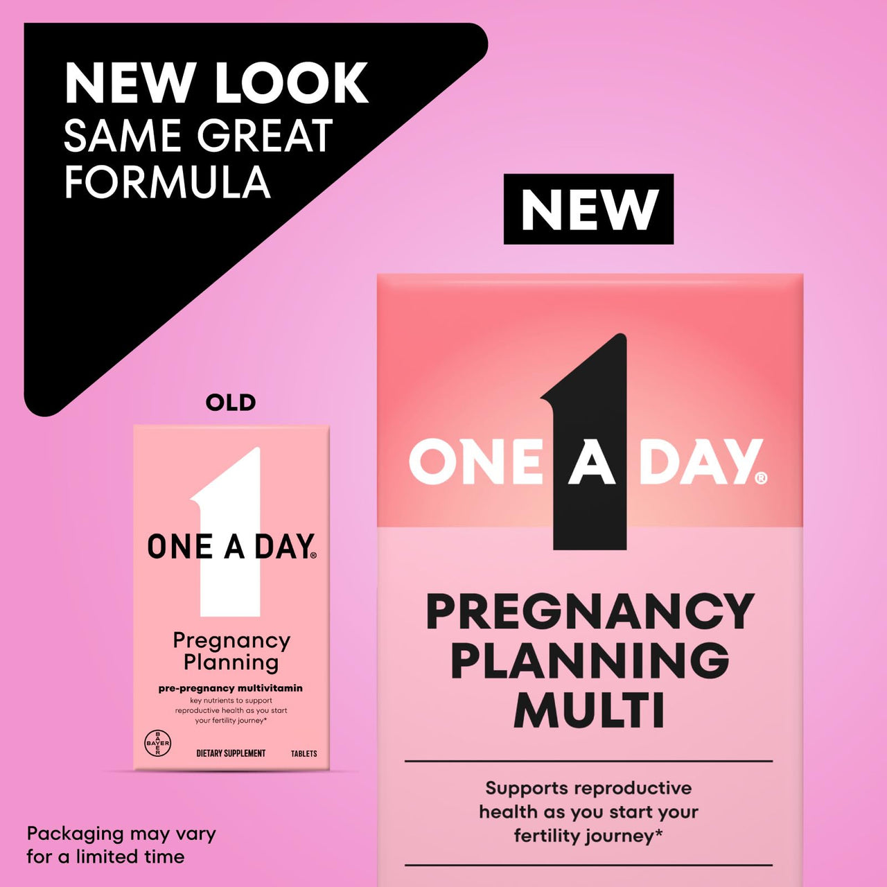 One A Day Pregnancy Planning Prenatal Multivitamin for Women, Pre Pregnancy Vitamins for Women with Methylfolate, Folic Acid, Zinc, Vitamin B12 & Vitamin D to Support Reproductive Health, 60 Tablets