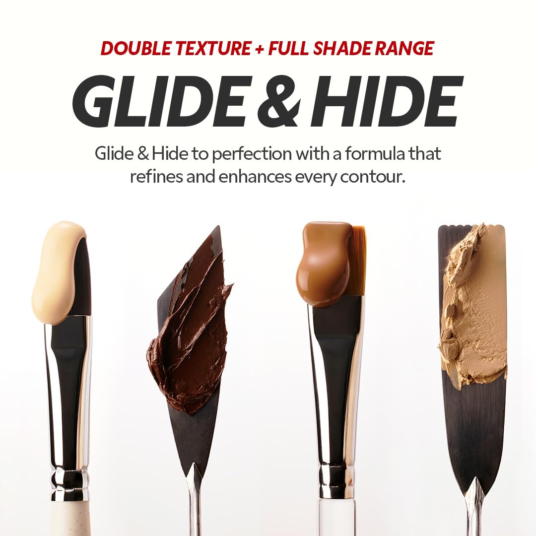 TIRTIR Glide&Hide Blurring Concealer - Creamy texture, Conceals dark circles and wrinkles, Dual formula (liquid tip & balm stick), Long-lasting wear, Korean Makeup, Korean Makeup, #3.5W, 0.28 Oz
