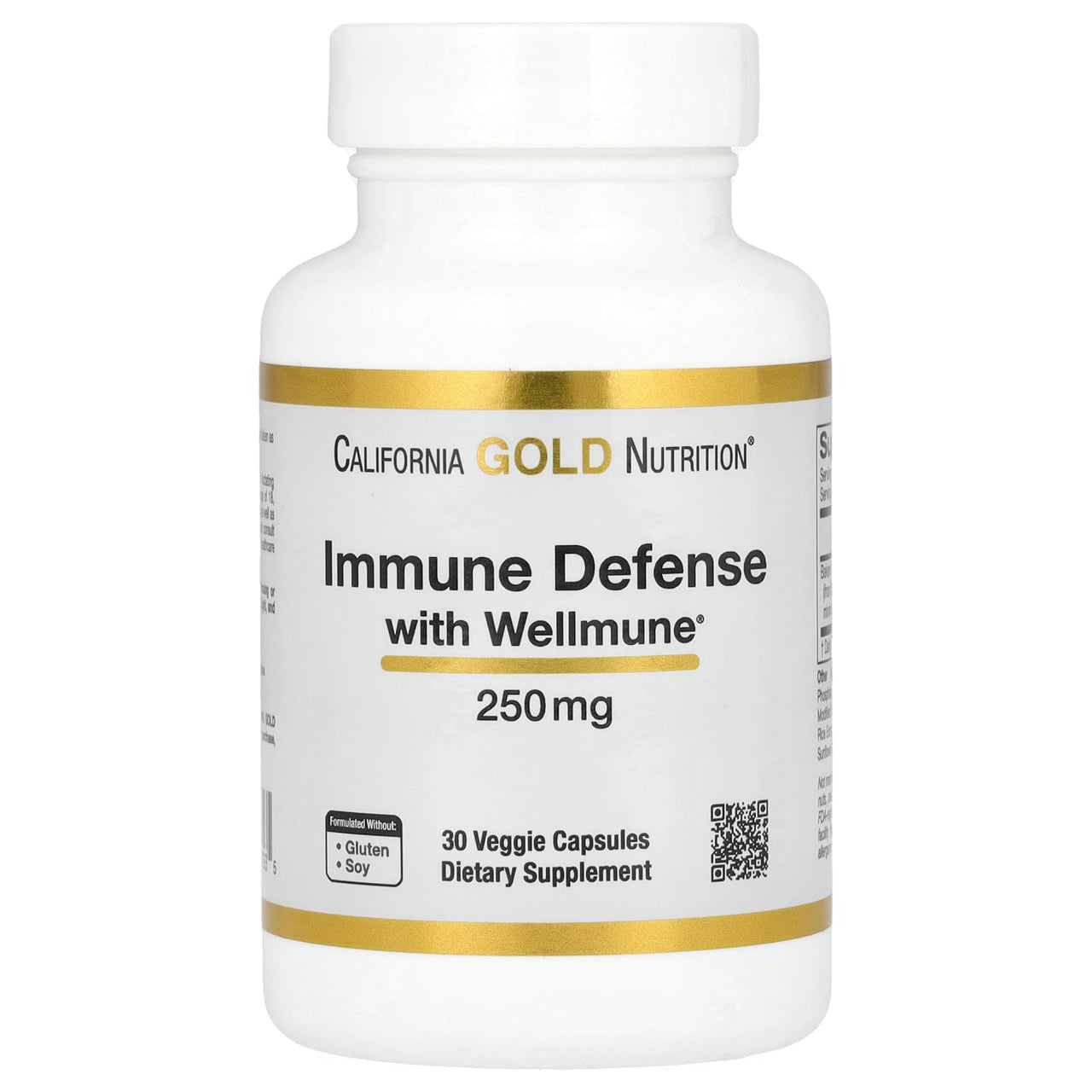 California Gold Nutrition Immune Defense with Wellmune®, Beta-Glucan, 250 mg, 30 Veggie Capsules