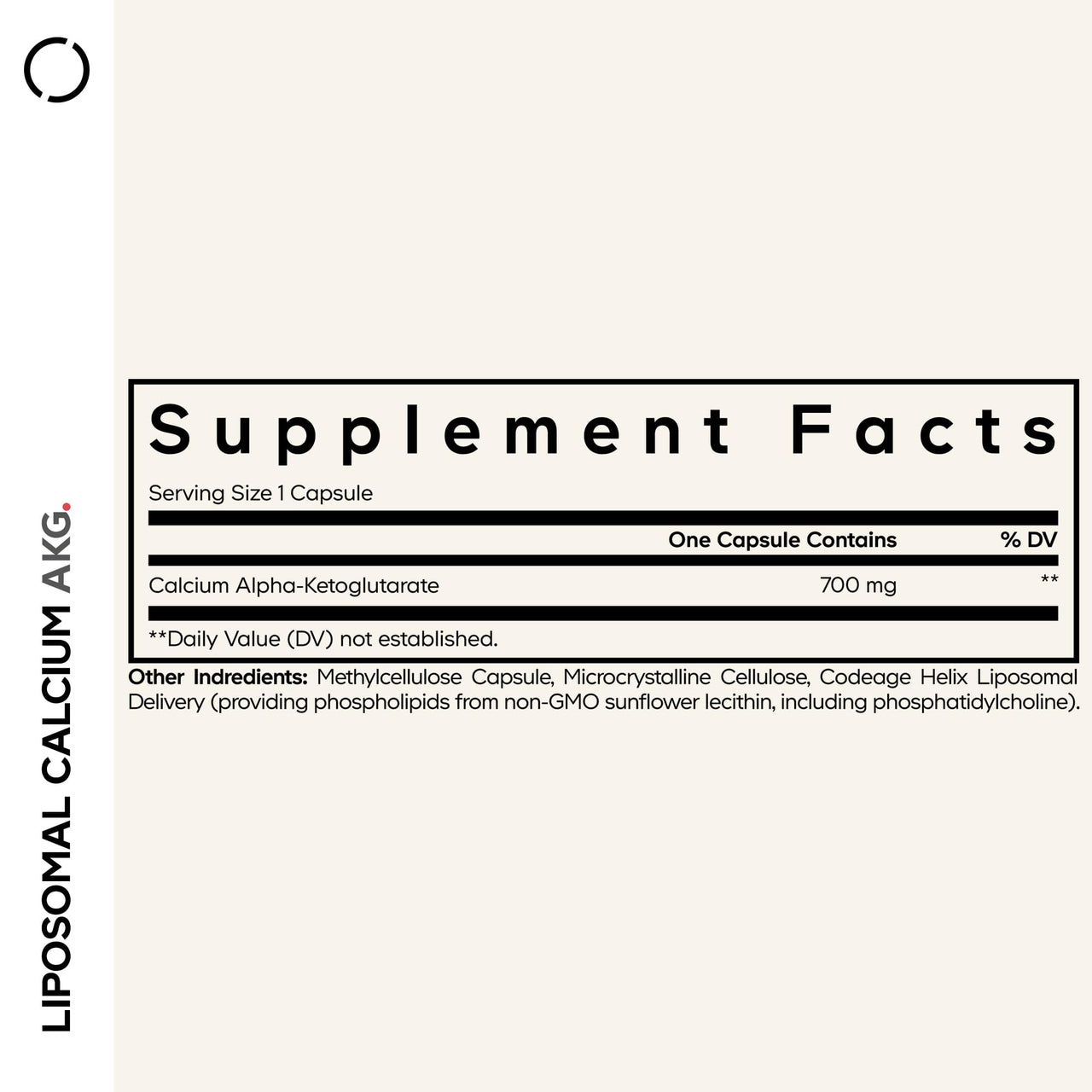 Codeage Liposomal Calcium AKG Supplement - Calcium Alpha-Ketoglutarate - 2-Month Supply - Liposomal Delivery - 1 Capsule Per Serving - Non-GMO, Gluten-Free - 60 Capsules