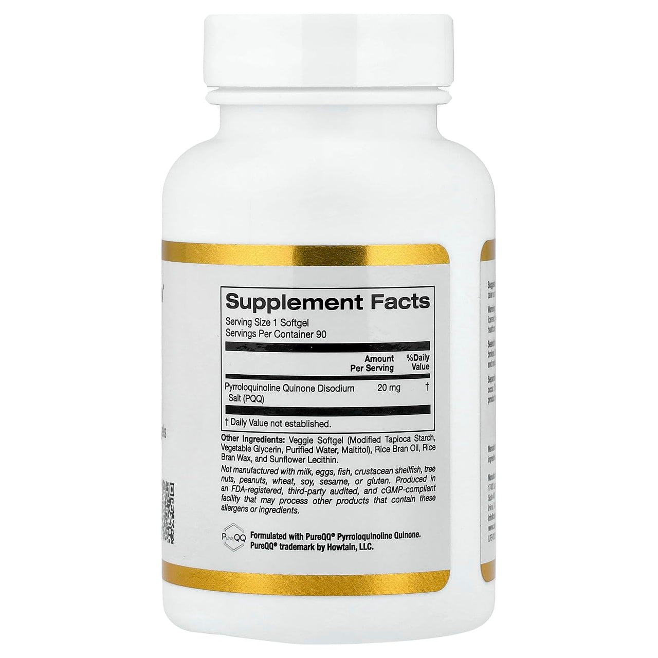 California Gold Nutrition PQQ, 20 mg, 90 Veggie Softgels