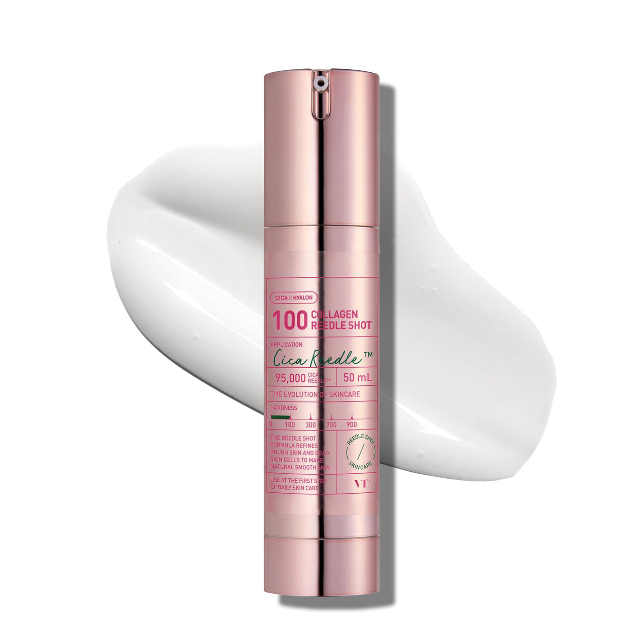 VT COSMETICS Collagen Reedle Shot 100 Serum with 500Da Collagen Extract & Spicule Microneedling Formula, Korean Skin Booster, 1.69 fl oz(50ml)