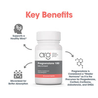 Thumbnail for Allergy Research Group ARG Pregnenolone 100 mg - Micronized Hormone Precursor Support - Highly Bioavailable - Hypoallergenic - 60 Servings - 60 Scored Tablets