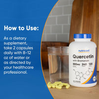 Thumbnail for Nutricost Quercetin 880mg, 240 Vegetarian Capsules with Bromelain (165mg) - 120 Servings (440mg Quercetin Per Cap) - Gluten Free, Non-GMO