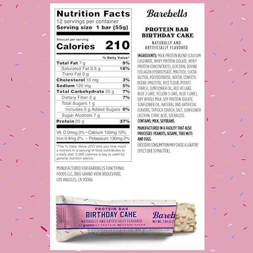 Image 2 of BAREBELLS Barebells Protein Bar Birthday Cake 20g Protein 12 Bars