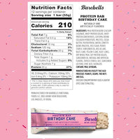 Thumbnail for Image 2 of BAREBELLS Barebells Protein Bar Birthday Cake 20g Protein 12 Bars