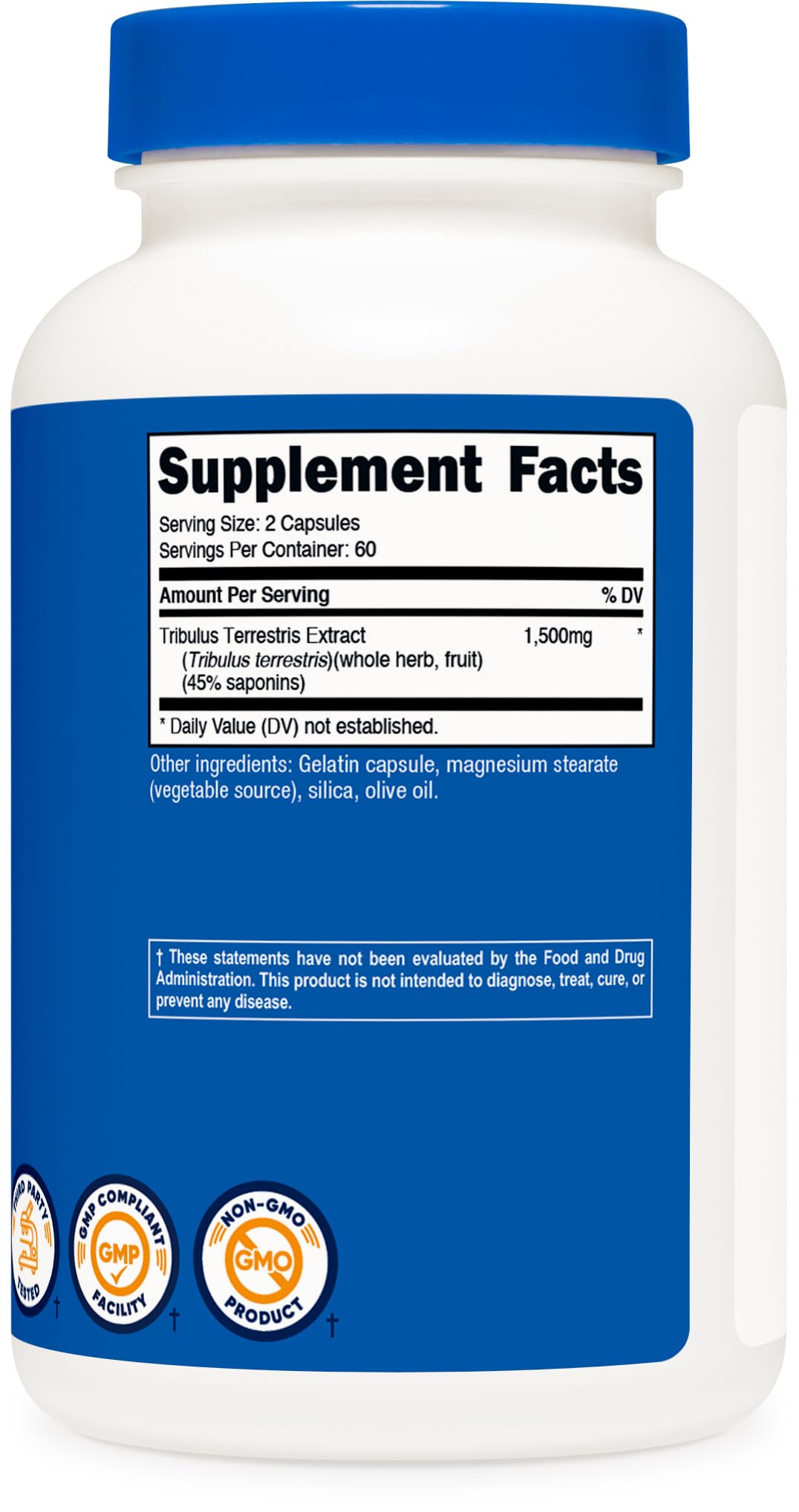 Nutricost Tribulus Terrestris Extract 1500mg, 120 Capsules - 60 Servings (750mg Per Cap), Non GMO & Gluten Free
