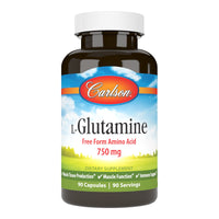 Thumbnail for Carlson - L-Glutamine, Free-Form Amino Acid, 750 mg, Muscle Tissue Production, 90 Capsules