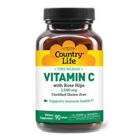 Thumbnail for Country Life Vitamin C 1000mg with Rose Hips – Time Release Immune Support Supplement – Antioxidant Protection – Vegan, Gluten-Free, Preservative-Free – 90 Tablets