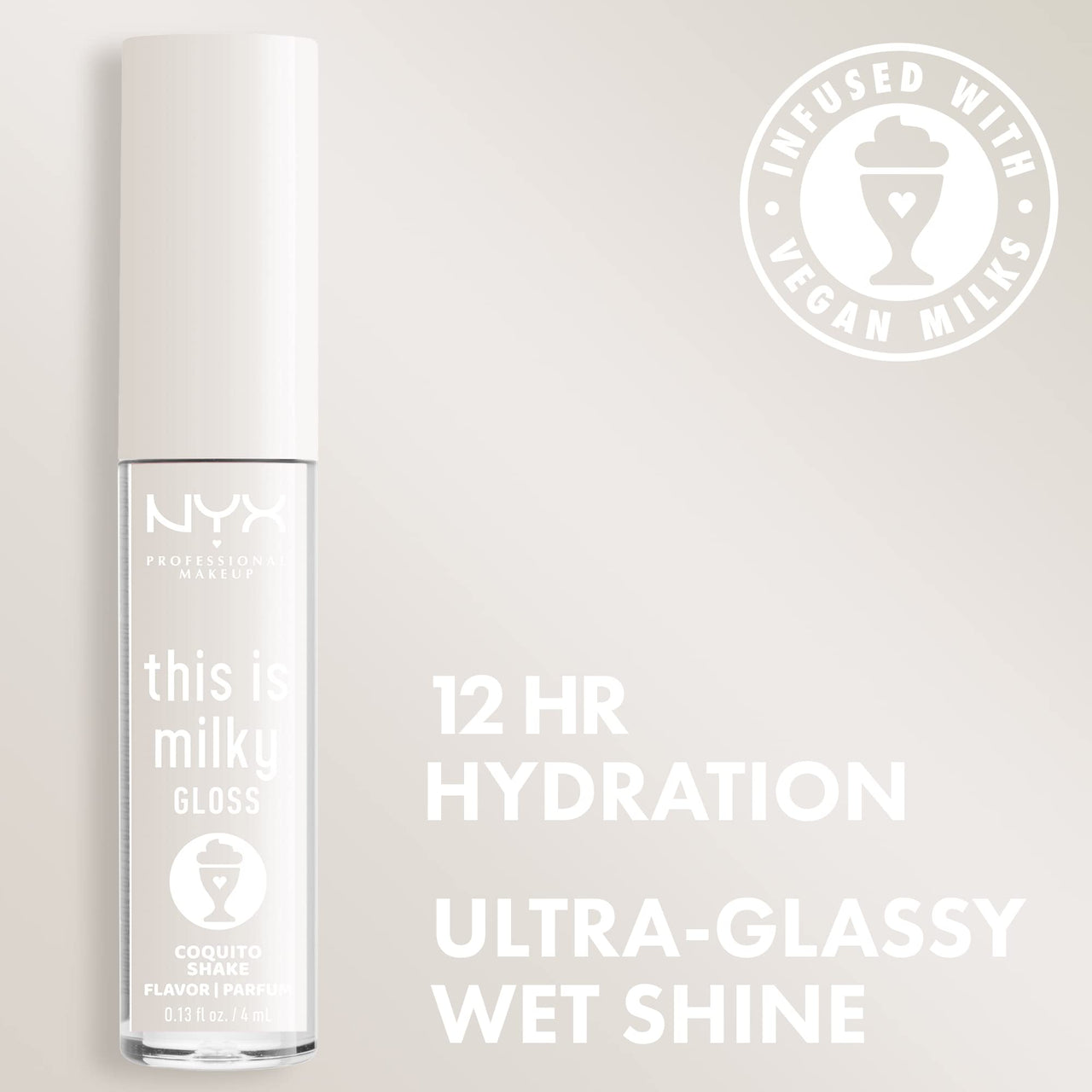 NYX PROFESSIONAL MAKEUP This Is Milky Gloss, Lip Gloss with 12 Hour Hydration, Vegan - Coquito Shake (Milky Clear)