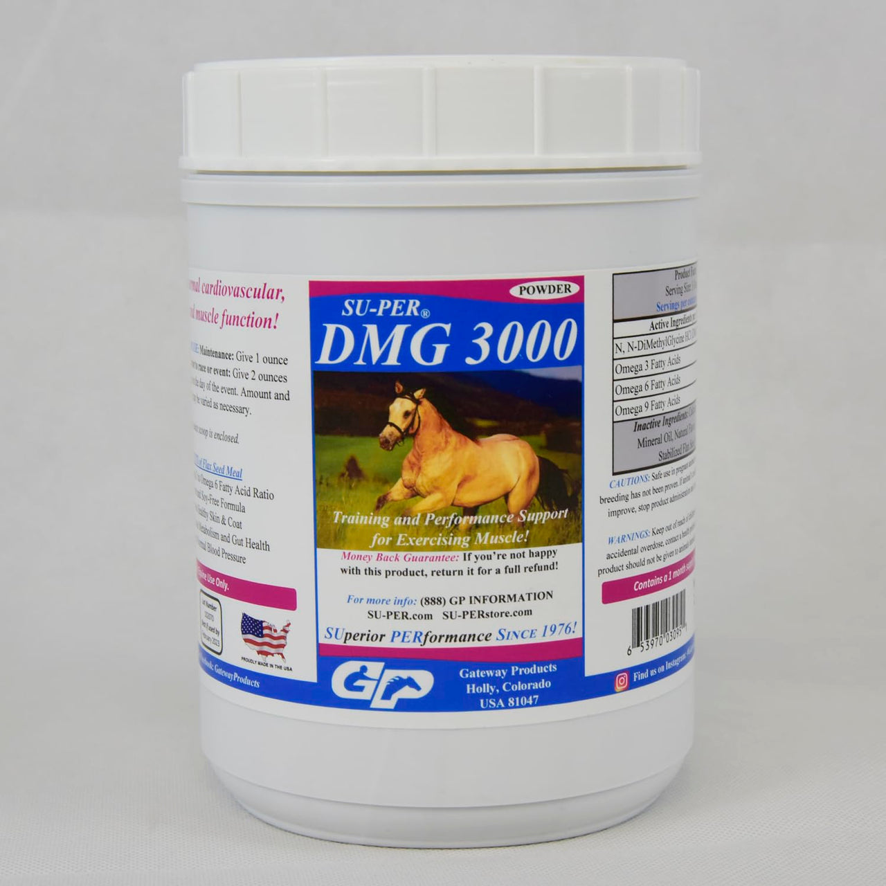 SU-PER DMG 3000 Horse Supplement - Training & Performance Support Powder - Supports Normal Cardiovascular Immune & Muscle Function - 2.5 Pounds