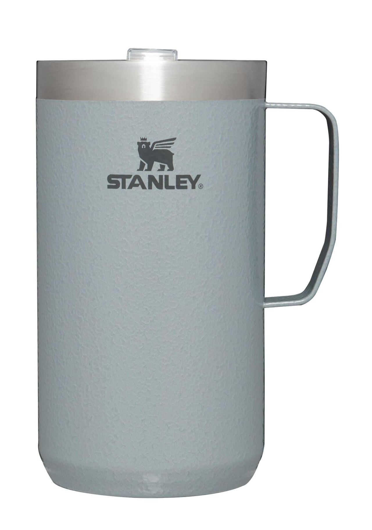 STANLEY Stay-Hot Camp Mug 24 oz | Press Fit Drink Through Lid | Cup for Coffee, Tea and Drinks | Insulated Stainless Steel Coffee Mug | BPA-Free | Hammertone Silver