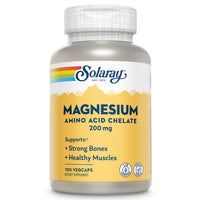 Thumbnail for Solaray Magnesium Amino Acid Chelate 200 mg, Chelated Magnesium Supplement for Bone Health, Heart Health and Muscle Function Support, Vegan, 60-Day Money Back Guarantee, 100 Servings, 100 VegCaps