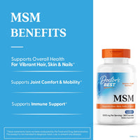 Thumbnail for Doctor's Best MSM Supplement Capsules for Men & Women - Supports Hair, Skin, Nails, Joint Health & Mobility, 3000 mg Per Serving, Delivers Beneficial Sulfur w/ OptiMSM, Gluten Free, Non GMO - 360 Caps