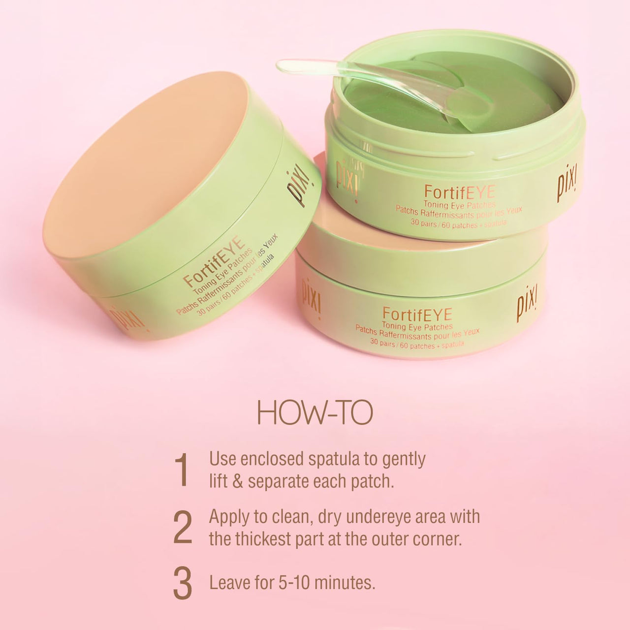 Pixi FortifEYE Firming Hydrogel Under Eye Patches for Puffy Eyes | Vegan Collagen Eye Patches to Energize, Soften Fine Lines, & Tone Eye Area | 30 Pairs / 60 Patches