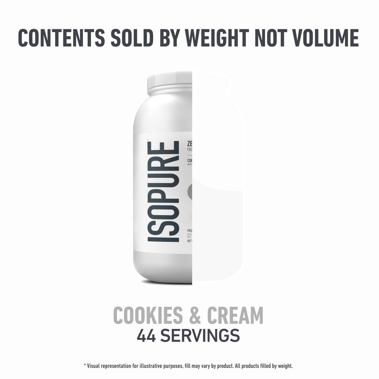 Isopure Zero Carb 100% Pure Whey Isolate Protein Powder, Gluten Free, With Vitamins, Cookies & Cream, 25g Protein Per Serving, 3 Pounds, 44 Servings (Packaging May Vary)