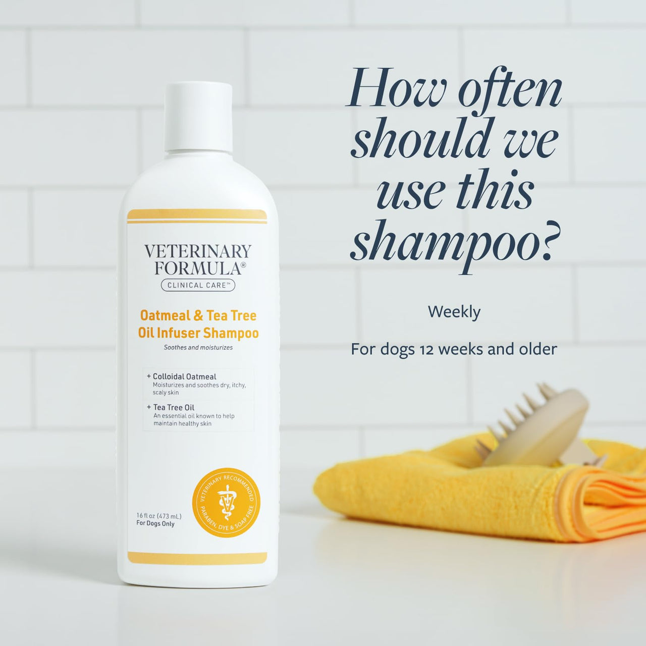 Veterinary Formula Clinical Care Dog Shampoo with Oatmeal and Tea Tree Oil, 16 oz – Gentle Shampoo for Dogs with Dry Skin, Soothes and Adds Moisture to Skin and Coat