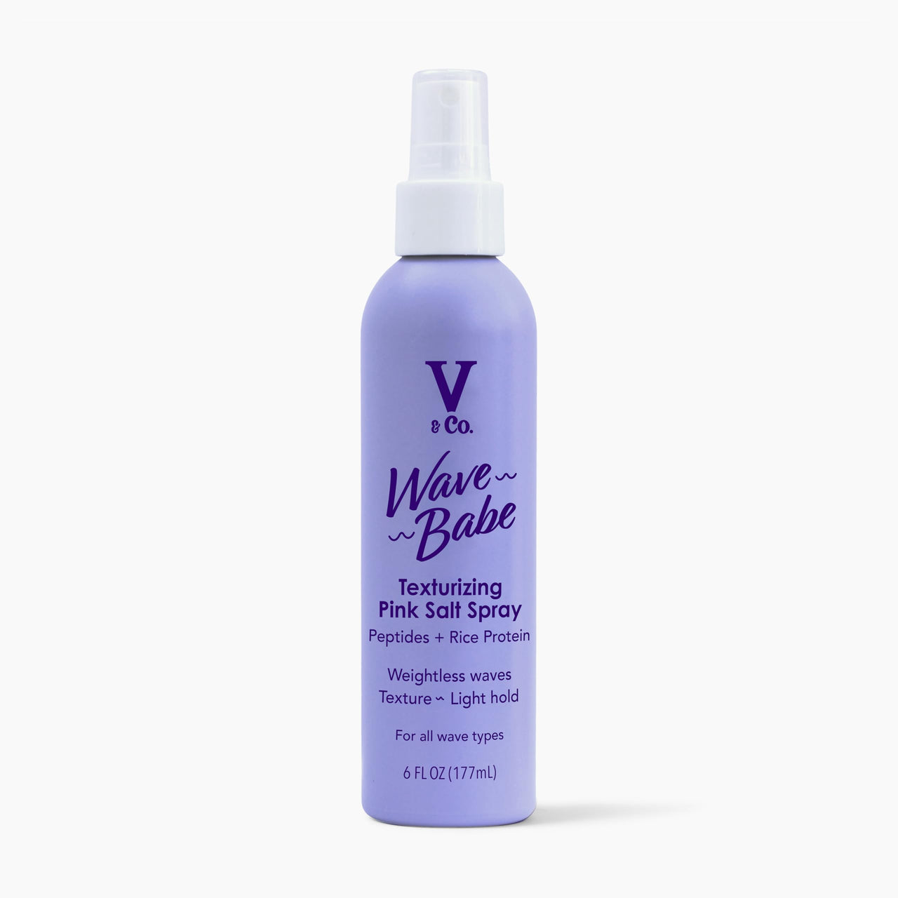 V&Co. Wave Babe Texturizing Pink Salt Spray – Beach Wave Spray for Wavy Hair with Himalayan Pink Salt & Peptides – Lightweight Texturizing & Volumizing Mist for Soft, Touchable Texture – 6 oz
