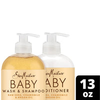 Thumbnail for SheaMoisture Baby Essentials, Body Wash & Shampoo + Curls & Coils Conditioner, Detangler with Raw Shea, Chamomile & Argan Oil, Pediatrician-Tested, Hypoallergenic, Tear-Free, 13 Oz Ea