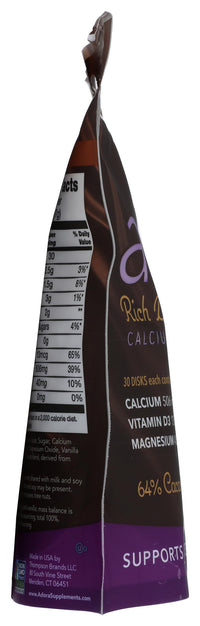 Thumbnail for Adora Calcium Supplement Disk, Dark Chocolate, 30 Count - 500 mg