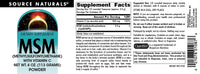 Thumbnail for Source Naturals MSM (Methylsulfonylmethane) with Vitamin C - Powder, 4 Ounce