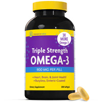 Thumbnail for InnovixLabs Triple Strength Omega 3 Supplement, Burpless Fish Oil for Women and Men - 900 mg EPA & DHA, Brain & Joint Support, Award Winning & Third-Party Tested, 200 Softgels