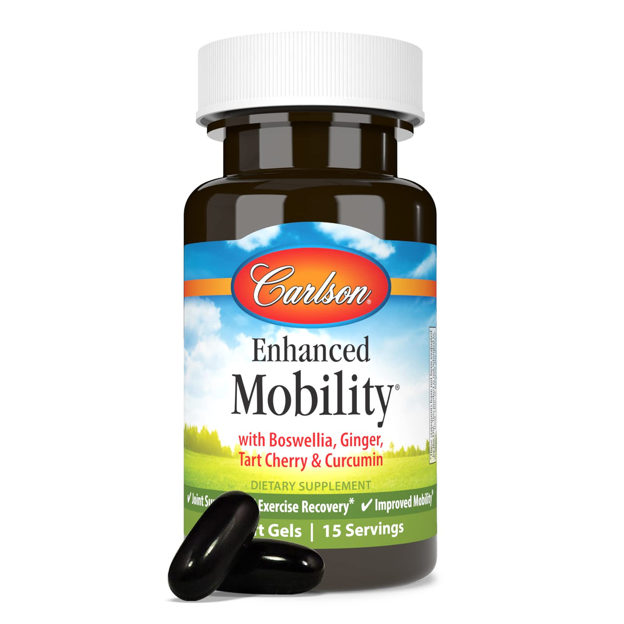 Carlson - Enhanced Mobility, Botanical Joint Support, Boswellia, Tart Cherry, Curcumin, Ginger, 30 Softgels