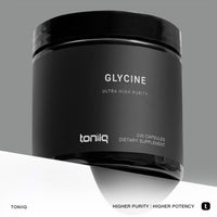Thumbnail for Toniiq 1300mg Glycine Supplements - 4 Month Supply - Min. 98.5%+ Tested Purity - Ultra High Strength and Bioavailable Glycine Powder Supplement - 240 Vegetarian Glycine Capsules - 120 Servings