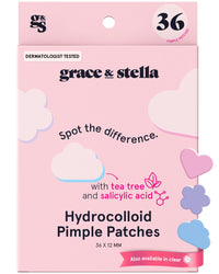 Thumbnail for grace & stella Pimple Patches for Face - Cute Hydrocolloid Dots That Help Protect Acne & Reduce Redness - Fun Zit Stickers to Cover Blemishes - Dermatologist-Tested, Vegan (Multishape, 36 Count)