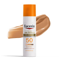 Thumbnail for Eucerin Sun Tinted Age Defense Face Sunscreen Lotion SPF 50 with Hyaluronic Acid, Tinted Sunscreen for Face, Blendable Tint for All Skin Tones, Non Comedogenic and Hypoallergenic, 2.5 Fl Oz Bottle