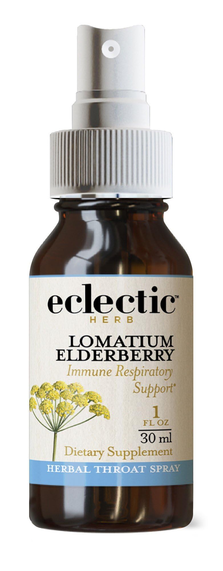 Eclectic Herb - Lomatium Elderberry Throat Spray | Soothing Throat Spray | Herbal Supplement | Immune + Respiratory Support | Vegan, Non-GMO, Gluten Free (1 fl oz | 30 ml)