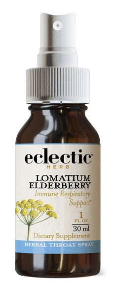 Eclectic Herb - Lomatium Elderberry Throat Spray | Soothing Throat Spray | Herbal Supplement | Immune + Respiratory Support | Vegan, Non-GMO, Gluten Free (1 fl oz | 30 ml)