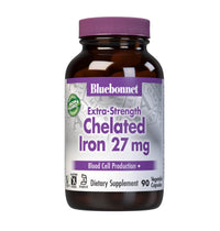 Thumbnail for Bluebonnet Nutrition Albion Extra-Strength Chelated Iron 27 mg, For Healthy Red Blood Cell production*, Soy-Free, Gluten-Free, Non-GMO, Kosher, Dairy-Free, Vegan, 90 Vegetable Capsule, 90 Serving