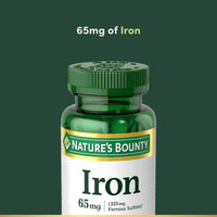 Thumbnail for Nature's Bounty Iron 65mg, 325 mg Ferrous Sulfate, Cellular Energy Support, Promotes Normal Red Blood Cell Production, 100 Tablets