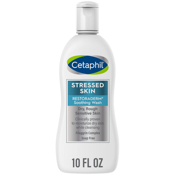 Cetaphil RESTORADERM Soothing Wash, 10 fl oz, Soothes Dry, Stressed Skin, Hypoallergenic, Soap & Paraben Free, National Eczema Association Endorsed