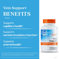 Thumbnail for Doctor's Best Vein Support Supplement - Contains Diosmin & Hesperidin, Circulation Support for Legs & Feet, for Men & Women, Formula with Vitamin K2 & Natural Orange Extract, Vegan - 60 Veg Caps