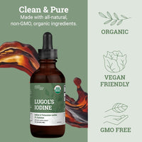 Thumbnail for Organic Lugol's Iodine, Iodine and Potassium Iodide 2% Solution 3000 mcg - Liquid Supplement Drops for Thyroid Support for Women & Men, Metabolism Health, Detox Boost - Non-GMO, 395 Servings (2 Oz)